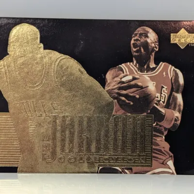 Sale Photo Thumbnail #296: Upper Deck Michael Jordan 'The Jordan Collection' gold foil basketball trading card.