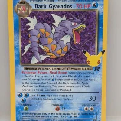 Sale Photo Thumbnail #211: Pokémon Celebrations 25th Anniversary Dark Gyarados holographic promo card 8/82.