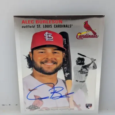 Sale Photo Thumbnail #386: Topps Chrome Alec Burleson St. Louis Cardinals autographed rookie baseball card.