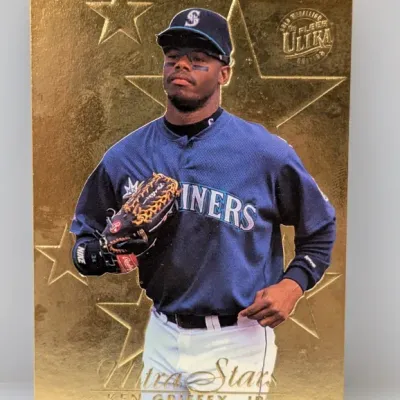 Sale Photo Thumbnail #372: 1990s Fleer Ultra Stars Gold Medallion Edition Ken Griffey Jr. Seattle Mariners baseball trading card.
