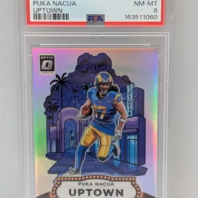 Sale Photo Thumbnail #129: PSA 8 graded 2023 Donruss Optic Puka Nacua Uptown card #8.