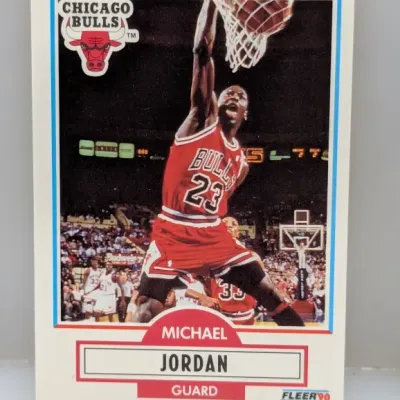 Sale Photo Thumbnail #657: 1990 Fleer Michael Jordan basketball trading card #26 in clean condition.