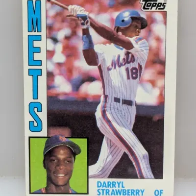 Sale Photo Thumbnail #395: 1984 Topps Darryl Strawberry rookie baseball card #182 featuring the New York Mets outfielder.