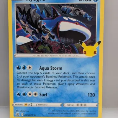 Sale Photo Thumbnail #502: 2021 Pokémon Celebrations 25th Anniversary Kyogre Holofoil trading card (003/025) in clean condition.