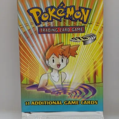 Sale Photo Thumbnail #583: Sealed Pokémon Gym Heroes booster pack featuring Misty art, released by Wizards of the Coast circa 2000.