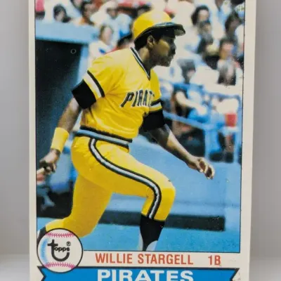 Sale Photo Thumbnail #595: 1978 Topps Willie Stargell #215 baseball card featuring the Pittsburgh Pirates first baseman in his yellow uniform.