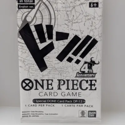 Sale Photo Thumbnail #705: Sealed Bandai Namco One Piece Card Game Special DON!! Card Pack DP-12, English version 4th Anniversary edition.