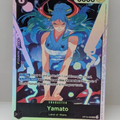 Sale Photo Thumbnail #696: One Piece Card Game Yamato character card (OP16-098 SR) in near-mint condition.
