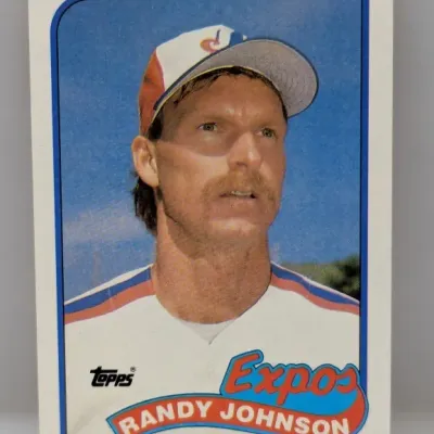 Sale Photo Thumbnail #309: 1989 Topps Randy Johnson rookie baseball card #647 featuring his time with the Montreal Expos.