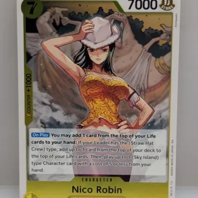 Sale Photo Thumbnail #596: One Piece Card Game Nico Robin character card, model OP05-109 with alternate art.