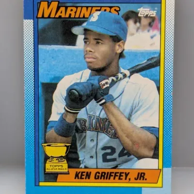 Sale Photo Thumbnail #718: 1990 Topps #336 Ken Griffey, Jr. All-Star Rookie baseball card featuring the Seattle Mariners star.