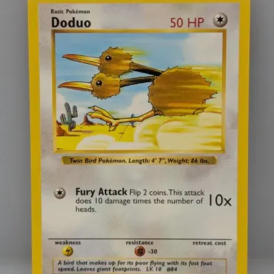 Sale Photo Thumbnail #782: 1999 Pokémon Base Set Doduo trading card, numbered 48/102, featuring artwork by Mitsuhiro Arita in good condition.