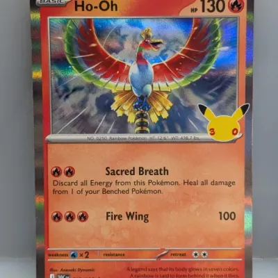 Sale Photo Thumbnail #200: Pokémon Trading Card Game Ho-Oh holographic card, Celebrations 25th anniversary set (012/128).