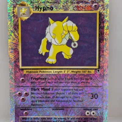 Sale Photo Thumbnail #146: Pokémon Legendary Collection reverse holo Hypno card #25/110, dated 2002.