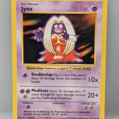 Sale Photo Thumbnail #774: 1999 Pokémon Base Set Jynx trading card (#31/102), illustrated by Ken Sugimori.