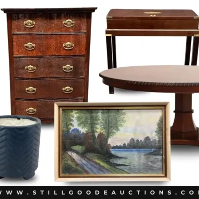 Sale Photo Thumbnail #9: Furniture, original artwork, antiques, art glass, Delft, sterling silver, jewelry, corningware, Texaco collectibles, Roseville, tupperware, vintage coins, baseball cards, stained glass, kaleidoscope, watches, custom knives, vaseline glass, Disney collecti
