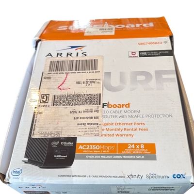 Sale Photo Thumbnail #7: Arris SURFboard SBG7400AC2 Wi-Fi cable modem in its original retail box.