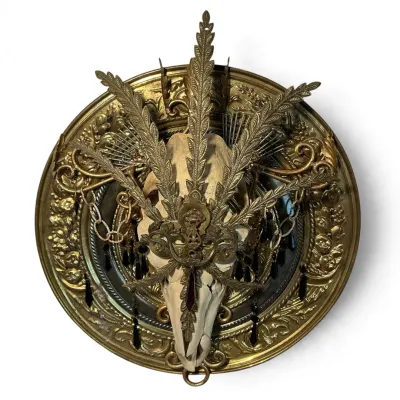Sue Moerdor Gothic Mixed Media Skull Assemblage (23 Inch)