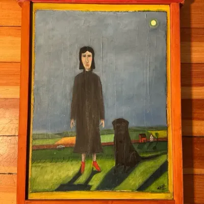 Gertrude Abercrombie Style “Williatte” Signed Painting on Wood (11 x 13.5)