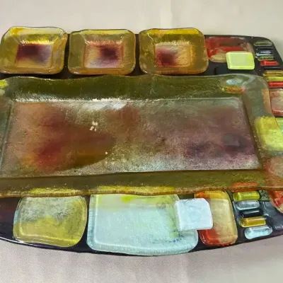 Hand Blown Glass Appetizer Tray 