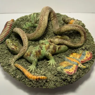 Jose A. Cunha Portuguese Palissy Majolica Plate Art (10 Inch)