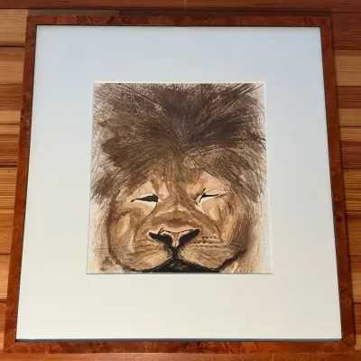 Watercolor Lion Art (18 x 19)