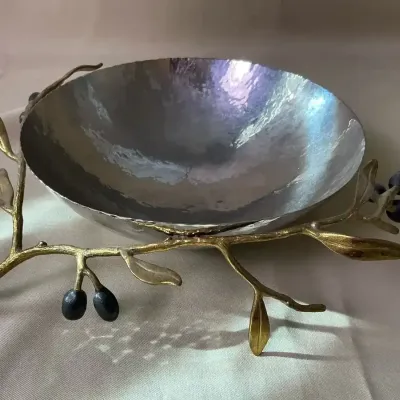 Michael Adam Olive Branch Gold/steel Bowl 