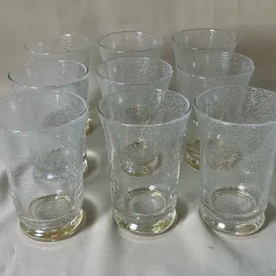 Pottery Barn 9 Blown Bubble glass Drinking Cups 