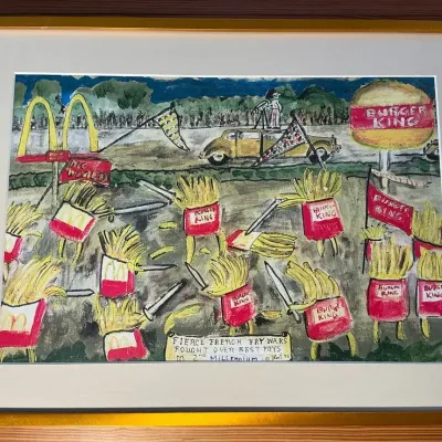 Fierce French Fry Wars Abstract Framed Print (20 x 14.75)