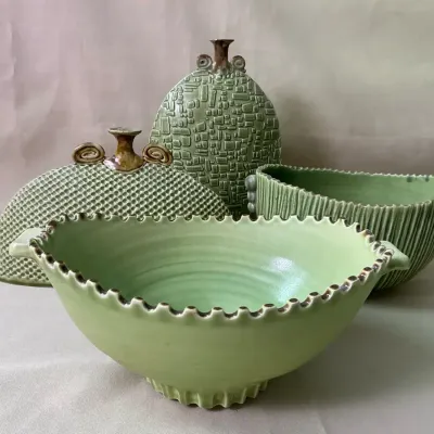 Green Artful Pottery Noel’s And Vases 