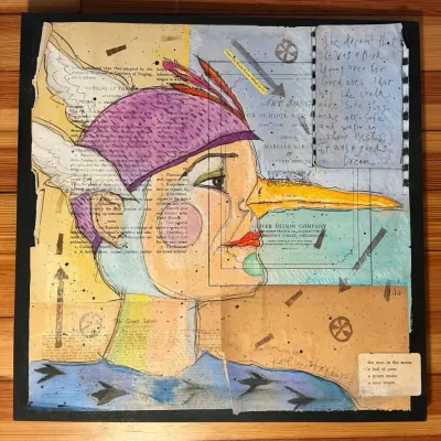 Kathleen Taylor “A Case of Bird Brain” Abstract Art (16 x 16)