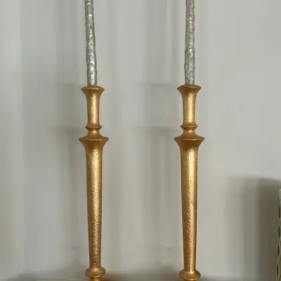 21” Gilded Tall Candle Sticks 