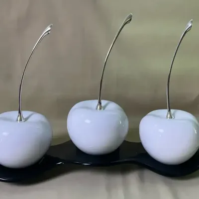 Ruth Livingston Studios White Ceramic cherries 