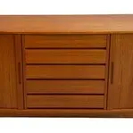 Sale Photo Thumbnail #29: Vintage Mid-Century Teak Sideboard Danish Modern Credenza. Dimensions: 71" W x 20" D x 30" H