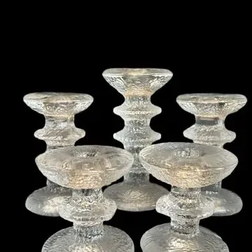 Sale Photo Thumbnail #33: Vintage Iittala "Festivo" Ice Glass Candleholders by Timo Sarpaneva - Mixed Set of 5 (Finland)