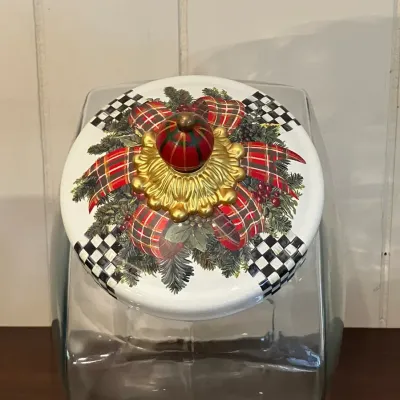 MacKenzie-Childs Evergreen Glass Cookie Jar 