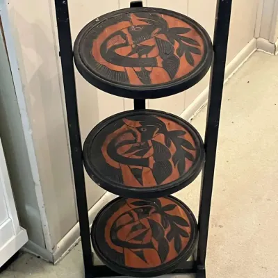 Vintage 31" 3-Tier Wooden Folding Pastry Stand or Plant Display Rack