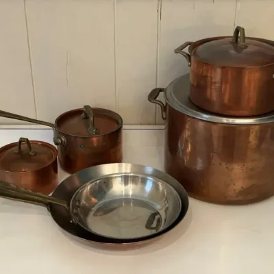 Copper Cookware with Brass Handles 