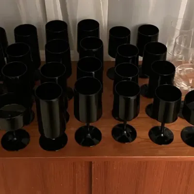 Lenox Black and Clear Glass Stemware