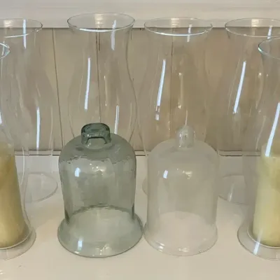 Clear Glass 16" Hurricane Candle Shades and Glass Cloches 