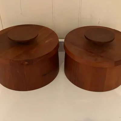 Pair of MCM Dansk Teak Wood Ice Buckets