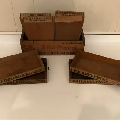 Vintage Wooden Advertising Cheese Boxes