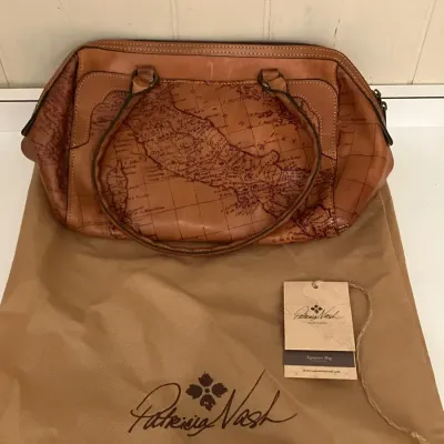 New Patricia Nash Leather "Signature Map" Handbag