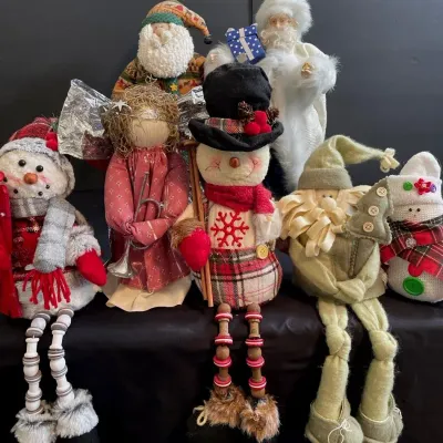 Vintage Folk Art with Santa and Holiday Decor 
