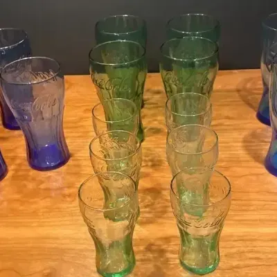 Coca Cola Glasses - Green & Blue Glass