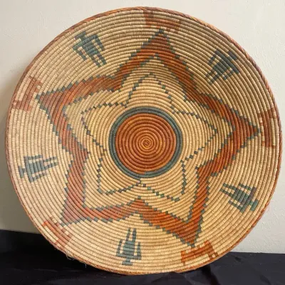 Handwoven Coiled Wall Basket Southwestern Style