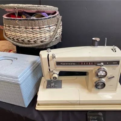 Sewing Corner with Vintage Sears Kenmore Sewing Machine and More!