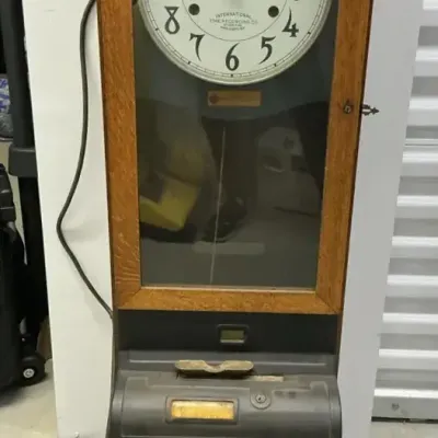 Vintage International Time Recording Co. Time Clock – Oak Case