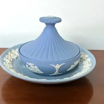 Vintage Wedgwood Jasperware Blue Pottery – 3 Pieces