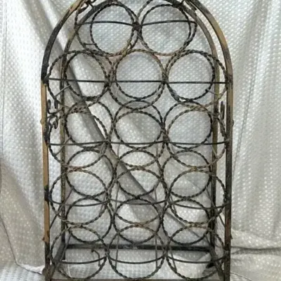 Vintage Wrought Iron Wine Rack – Ornate Scroll Design